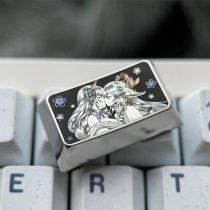 1.75U Caps Lock / Shift Titanium Alloy Artisan Keycaps Precision Pointillism for Mechanical Keyboard -Yae Miko & Raiden Shogun